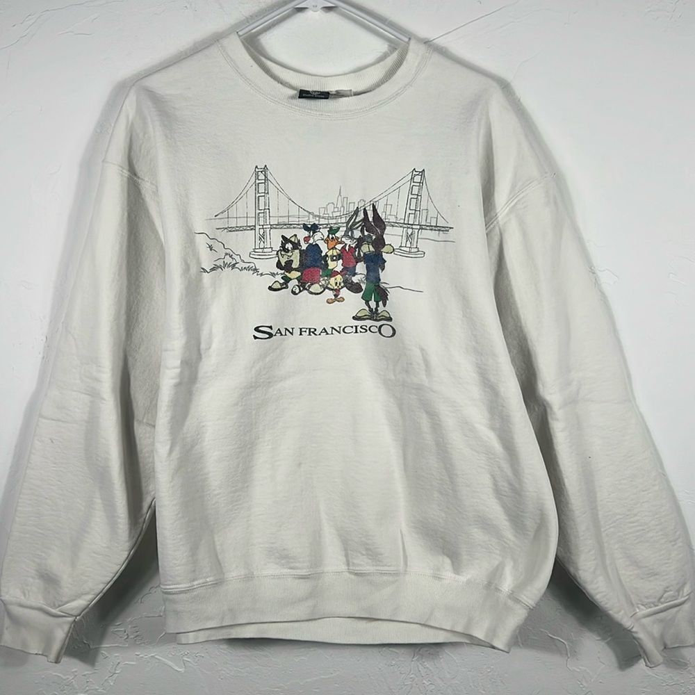 🔥🔥 True Vintage 1995 LOONEY TUNES Squad San Francisco CREWNECK SWEATSHIRT Sz M